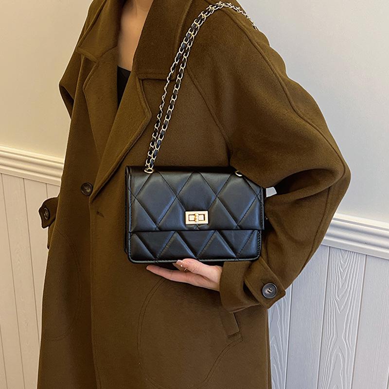 Trendige karierte Ketten-Schultertasche - Stilvolle Umhängetasche für tägliche Ausflüge und Pendelfahrten