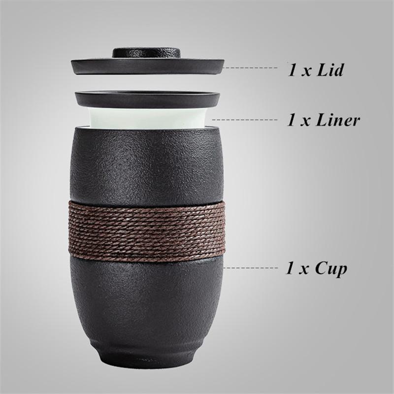 Japanische Keramik-Teetasse mit Filter – Tragbare Wasserabtrennungs-Teetasse mit Deckel für Zuhause, Büro & Reisen