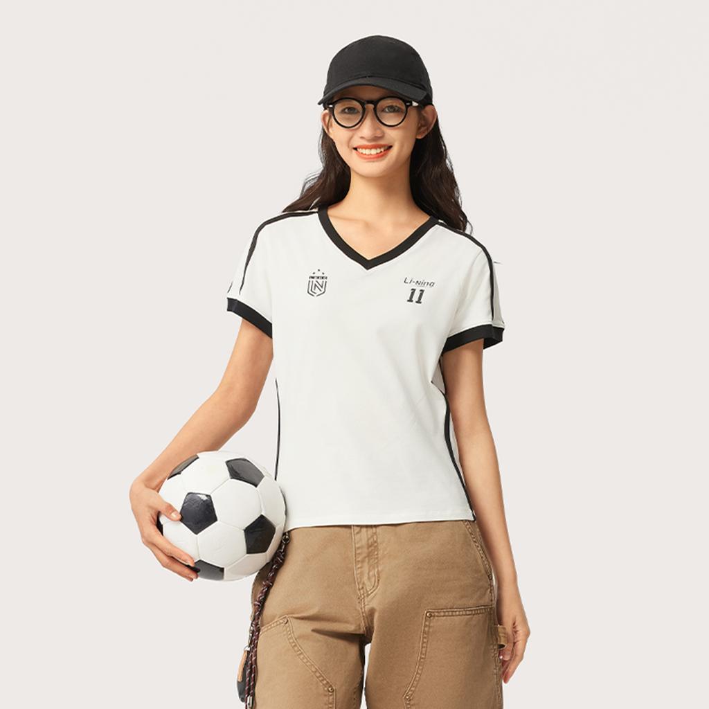 Li Ning Sports Lifestyle Series High Street American Vintage Casual Comfortable Versatile Summer Short Sleeve T-Shirt Women T-Shirt AHSV986-1
