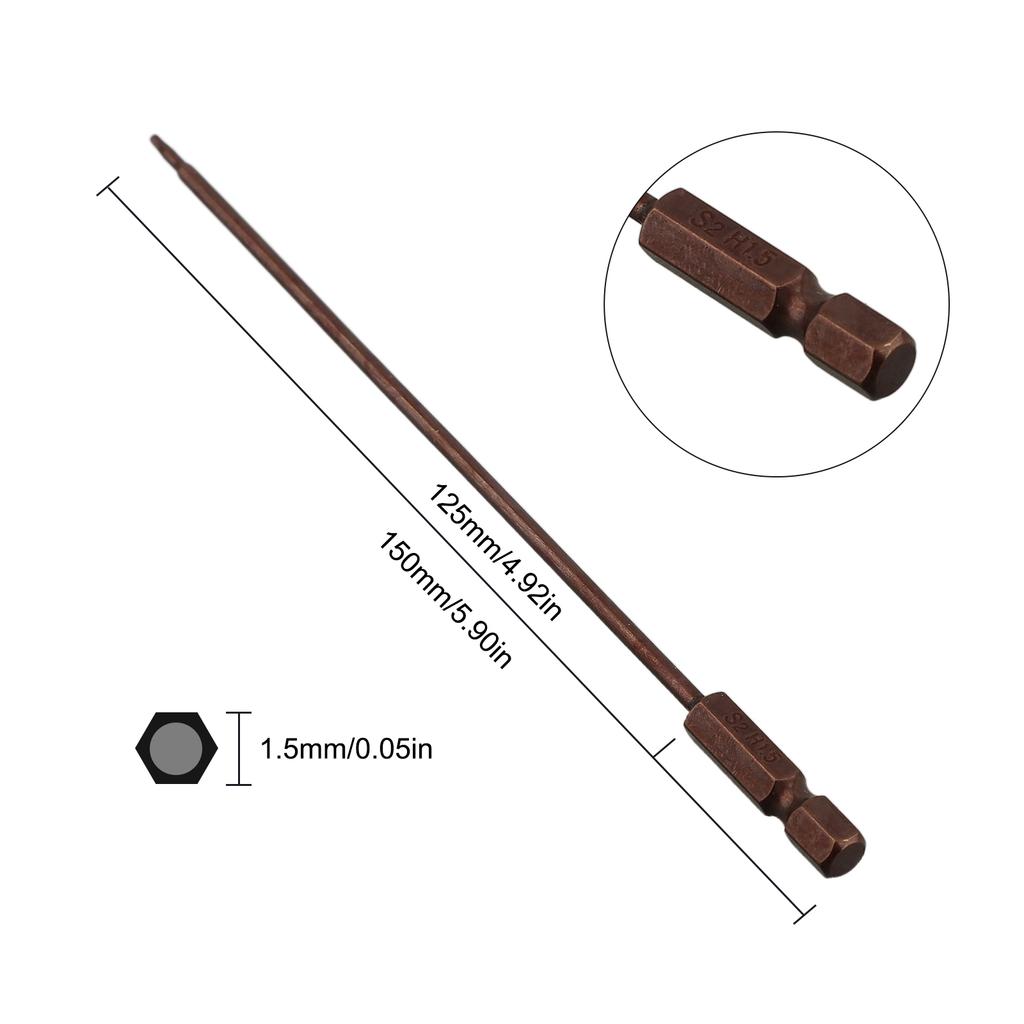 150mm 1.5-6mm Hex Head Screwdriver Bits 1/4 Hex  Magnetic Screwdriver Drill Bits Screw Driver Wrench Drill Bits Power Tool Parts