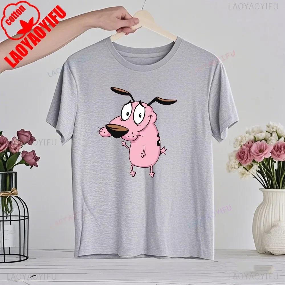 90er Cartoon Courage Der Feige Hund Grafik T-Shirt Retro Street Fashion Sommerkleidung Oberteile Geschenk Männer Frauen Paar Baumwoll-Tees