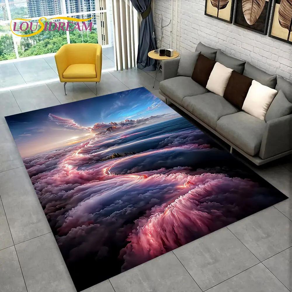 3D Natural ,Tornado, Cloud Twister Area Rug Large,Carpet Rug for Living Room Bedroom Sofa Doormat Decoration, Non-slip Floor Mat