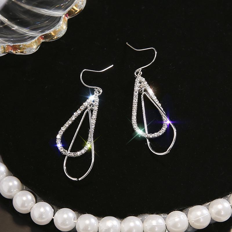 LATS Large and Small Circle Long Dangle Earrings Korean Zircon Flash Earrings for Women 2020 Female Fashion Jewelry Drop Earings