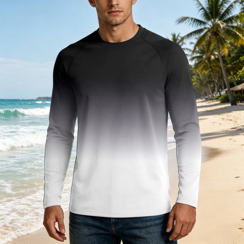 Men's UPF50+ Sun Protection Long Sleeve Shirt Stretch Fabric Lightweight Breathable Outdoor Activewear Top