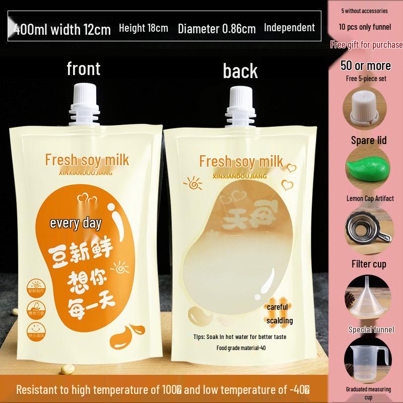 Disposable Transparent Spout Bag for Soy Milk, Chinese Medicine, Soup, or Beverages - Self-Standing and Convenient for Takeaway
