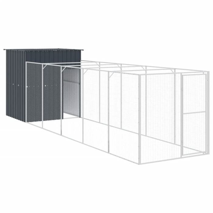 VidaXL Niche pour chien avec cour anthracite 165x659x181 cm, cage pour chien, abri pour chien, maison pour animaux, cages 3189100
