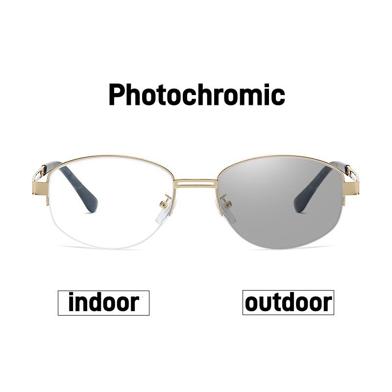Neue Retro Photochrome Kurzsichtigkeitsbrille Neutral Mode Luxus Kurzsichtigkeitsbrille Oval Halbrand HD Photochrome Brille Bis -3.5-4.0