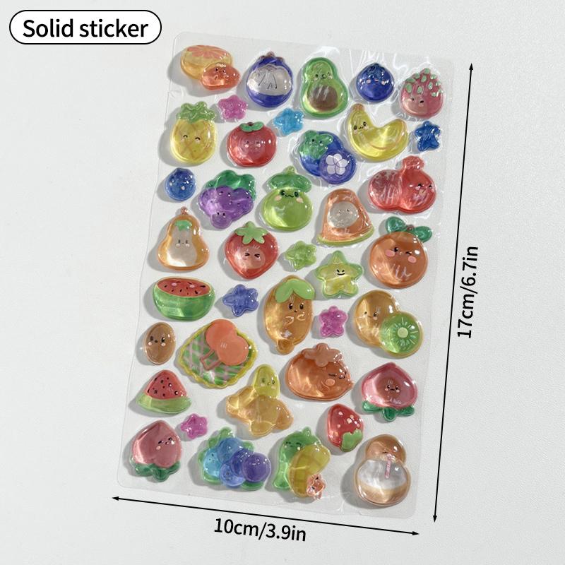 Kids 3D Cartoon Stickers Crystal Embossed Stickers  Journal Decorative Stickers For Phone & Laptop Decor Creative Exchange Gift