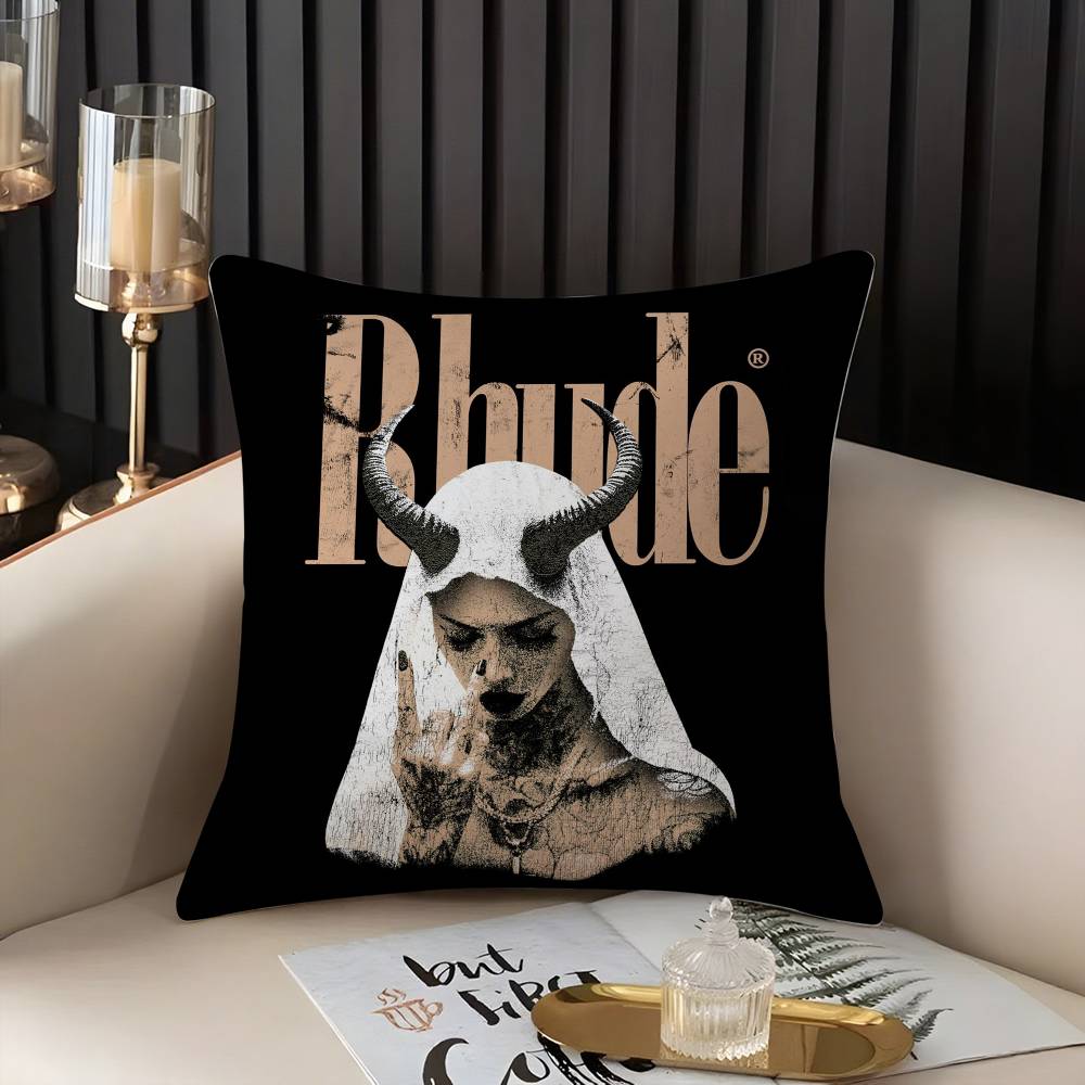 Fashion Brand R_RHUDEs Pillow Case Home Dorm Chair Back Short Plush Double-sided Printing Office Nap Time Cushion Cover