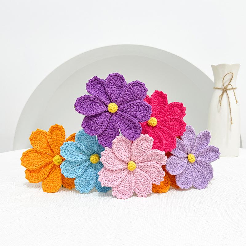 1 Stück fertige handgestrickte Gesangsblume aus künstlicher waschbarer Baumwolle