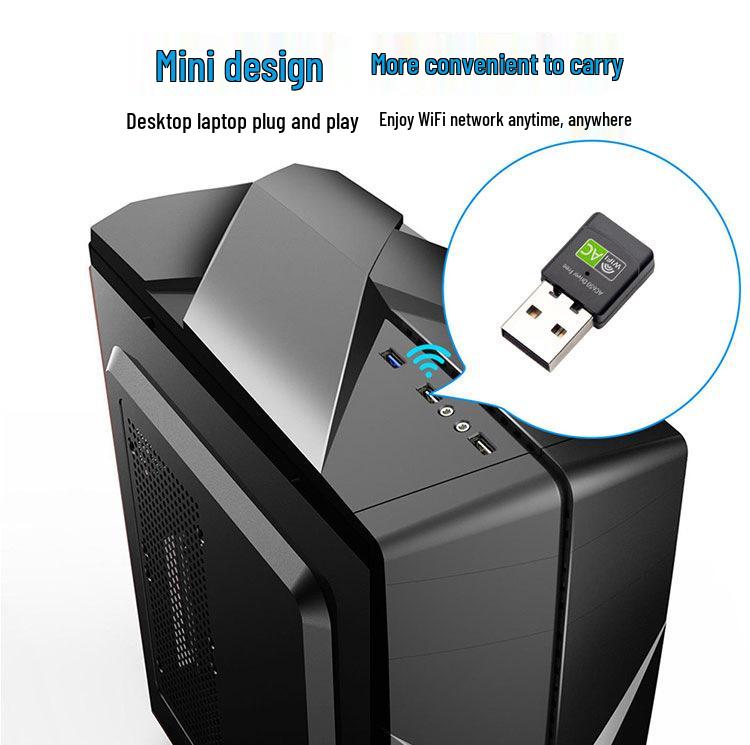 USB Wireless Network Adapter - Driver-Free, Gigabit, for Desktop & Laptop, 360° WiFi Receiver, Unlimited Mini Connectivity