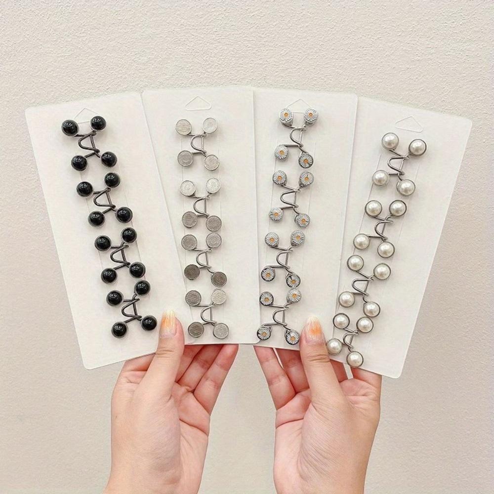 

8 Random Sets of No-Sew Waist Cinch Buckles, Metal Jeans Waist Adjusters, Perfect for Waist Adjustment of Pants/Skirts and Clo