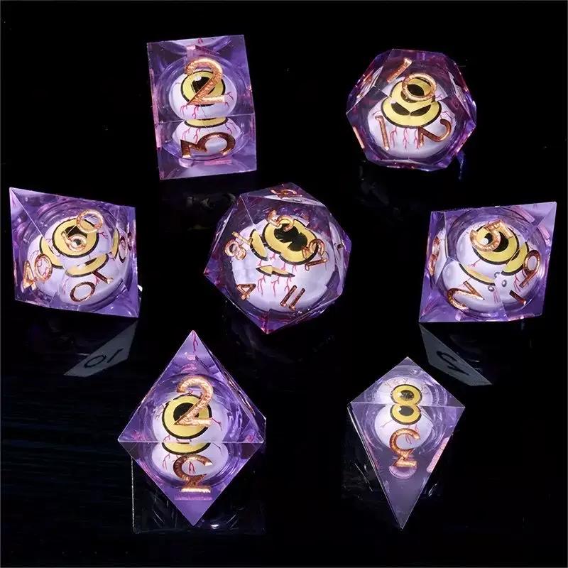 Spitzes Harz Longan Bewegliches Baldur's Gate Würfelset Dungeons & Dragons Brettspiel DND Cthulhu Laufgruppe