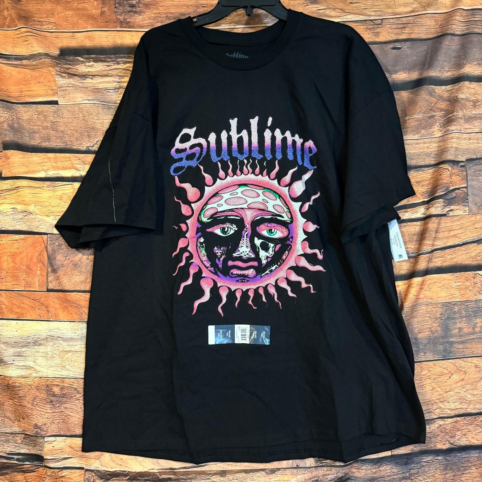 Sublime Men s Black 3XL Cotton Graphic Print Crew Neck Band Tee Unisex T-Shirt L