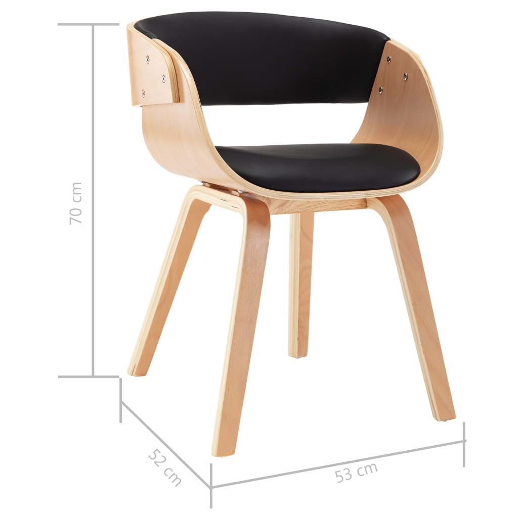 Dining Chairs 2 Pcs Black Bentwood and Faux Leather