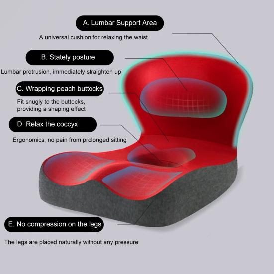 Seat Cushion with Back Support Memory Foam Back And Seat Cushion Ergonomic Pressure Relief Cushion for Office Car Travel Long Sitting Hours