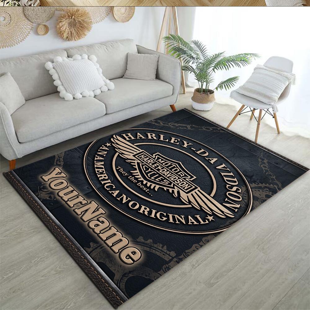 Harley-davidson Motorcycles Customize Text Carpet Design for Bedrooms Dormitory Game Room Decorate Room Antislip Carpet Office Home Decor
