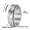 8mm Titanium Steel Punk Rotatable Decompression Ring with Woven Mesh and 18K Vacuum Plating