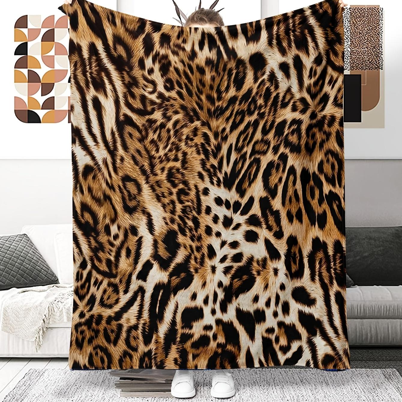 Leopard Cheetah Print Flannel Plush Throw - Wild Animal Print for Sofa Bed Couch 75X95CM