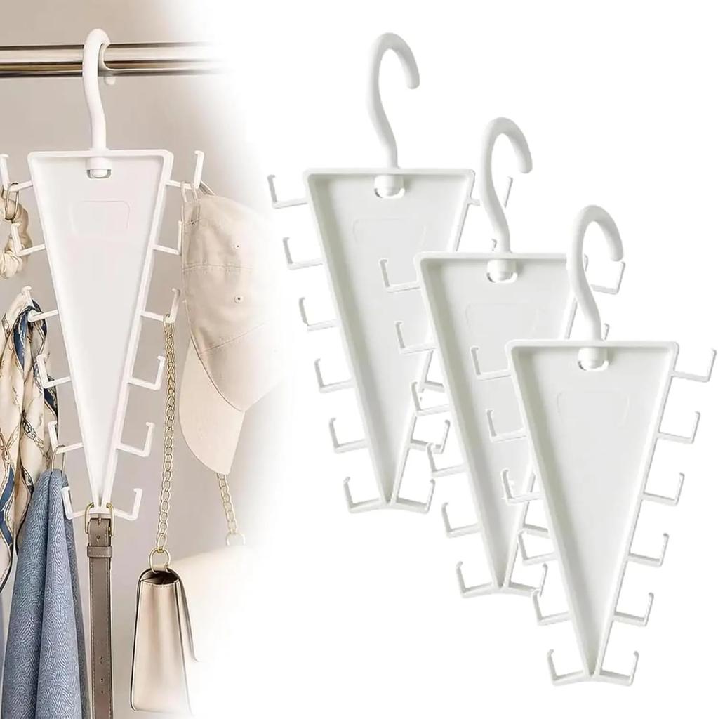 V-Shaped Hanger 360° Rotatable Storage Holder With 12 Hooks Double Sided Wall Mounted Hanger Space Saving Hat Rack Wardrobe Rack