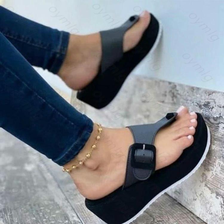 Women's Sandals Summer Shoes Beach Platform Clip Toes Buckle Strap Pu Leather Female Ladies Casual Shoes 2024 Beach Slippers
