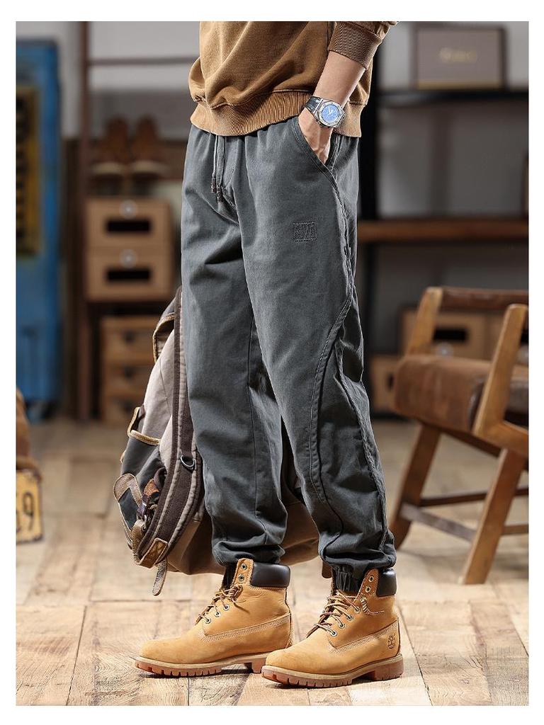 2025 Men's American Retro Harem Overalls - Thickened Spring/Autumn Casual Pants
