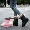 Fashionable And Warm Rain Boots For Women With Fleece Lining Waterproof And Anti Slip Midsole Water Shoes