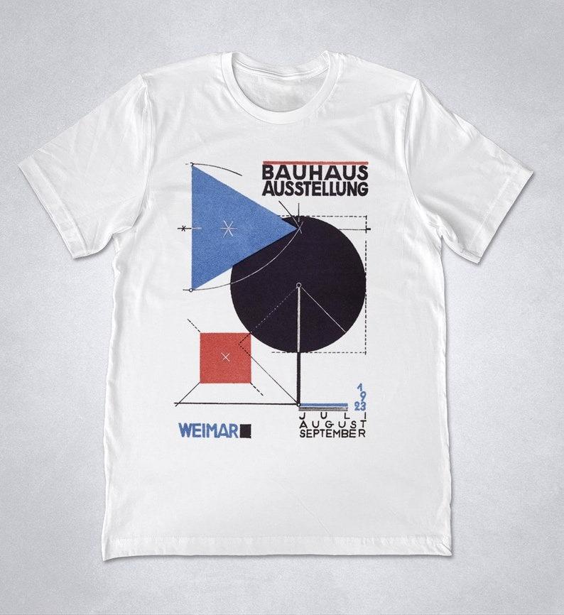 Herbert Bayer Graphic T Shirts Bauhaus Art Cotton T-shirt Vintage Poster for Bauhaus Exhibit in Weimar 1923 Geometric Tee Summer S разноцветный