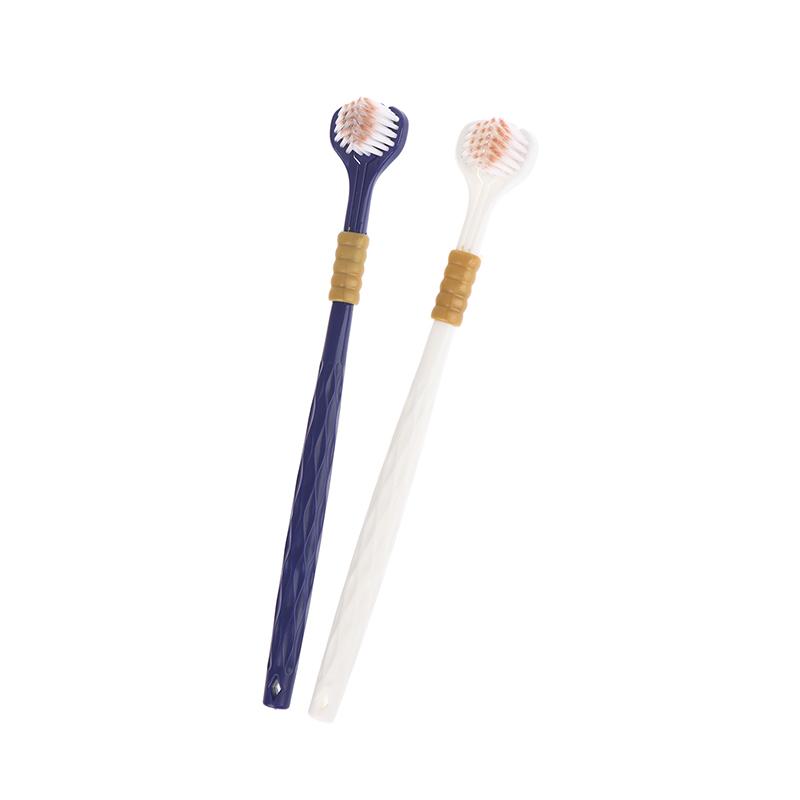 6 Pcs Family Soft Bristled Three Sided Toothbrush - Efficient Cleaning Three Headed Manual Toothbrush