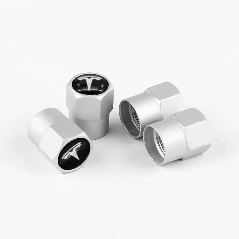 4Pcs Car Wheel Tire Valve Caps Air Stem For Tesla Model S Model X Y 3 Roadster SpaceX Tyre Plug Auto Tools Accessory