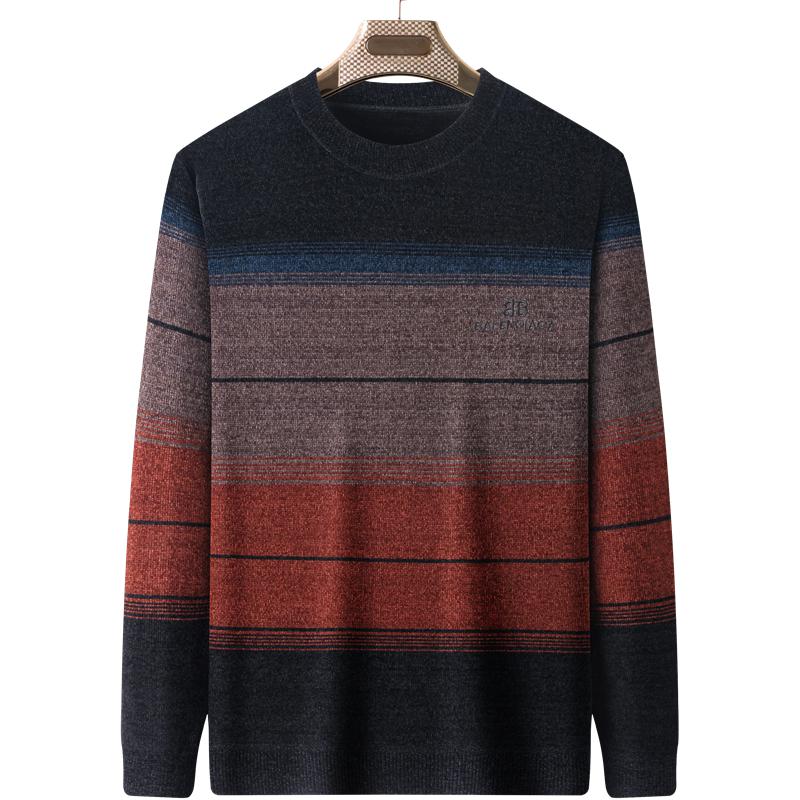 Men's Plus Velvet Thickened Chenille Sweater: Warm Winter Knitwear for Middle-Aged and Elderly Dads