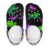 White EVA Clogs with Psychedelic Leaf Print, Lightweight Slip On Garden Shoes, Breathable Beach Sandals, Indoor Outdoor Slippers for Men Women