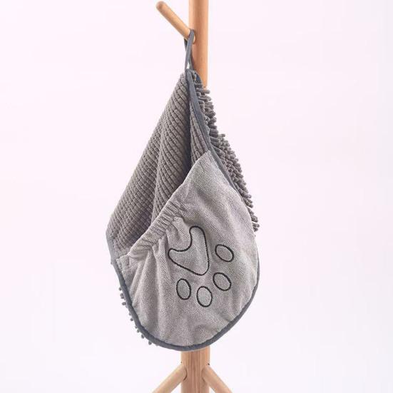 Absorbent Chenille Dog Towel Fast Drying Microfiber Pet Towel with Hand Pockets Machine Washable Dog Drying Towel for Bath Beach Shower