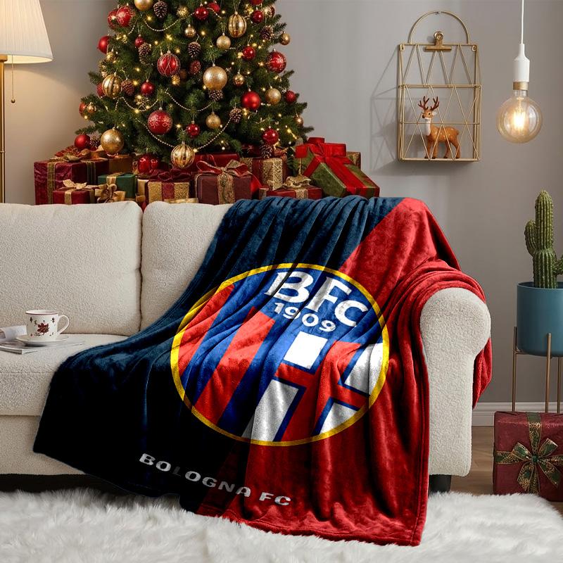 Football Bologna Blanket Lightweight Ideal Bedding Blanket Perfect for Travel, Camping, Living Rooms, Offices, Sofas, Fan Christmas Gift