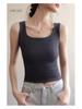 Damen Quadratischer Halsausschnitt Träger Tanktop, 2026 Sommer Stil, Anti-Exposure, Innenschicht, Dünn Weiß Ärmellos, Schönes Rückendesign