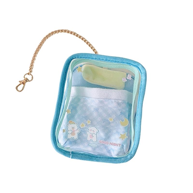 Clear PVC Storage Bag With Cartoon Prints Spacious Compartment Display Pouch For School Travel Outdoor Activities