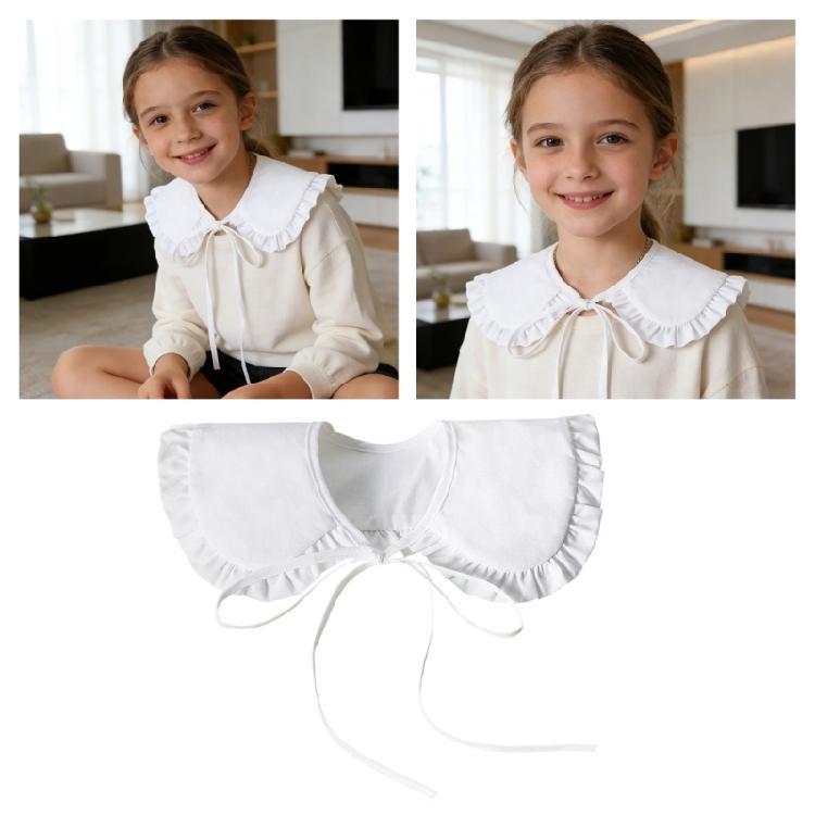 Detachable Ruffled Collar False Collar For Little Girls Easy And Simple To Wear Lacup Tied Decorative Collar For Student