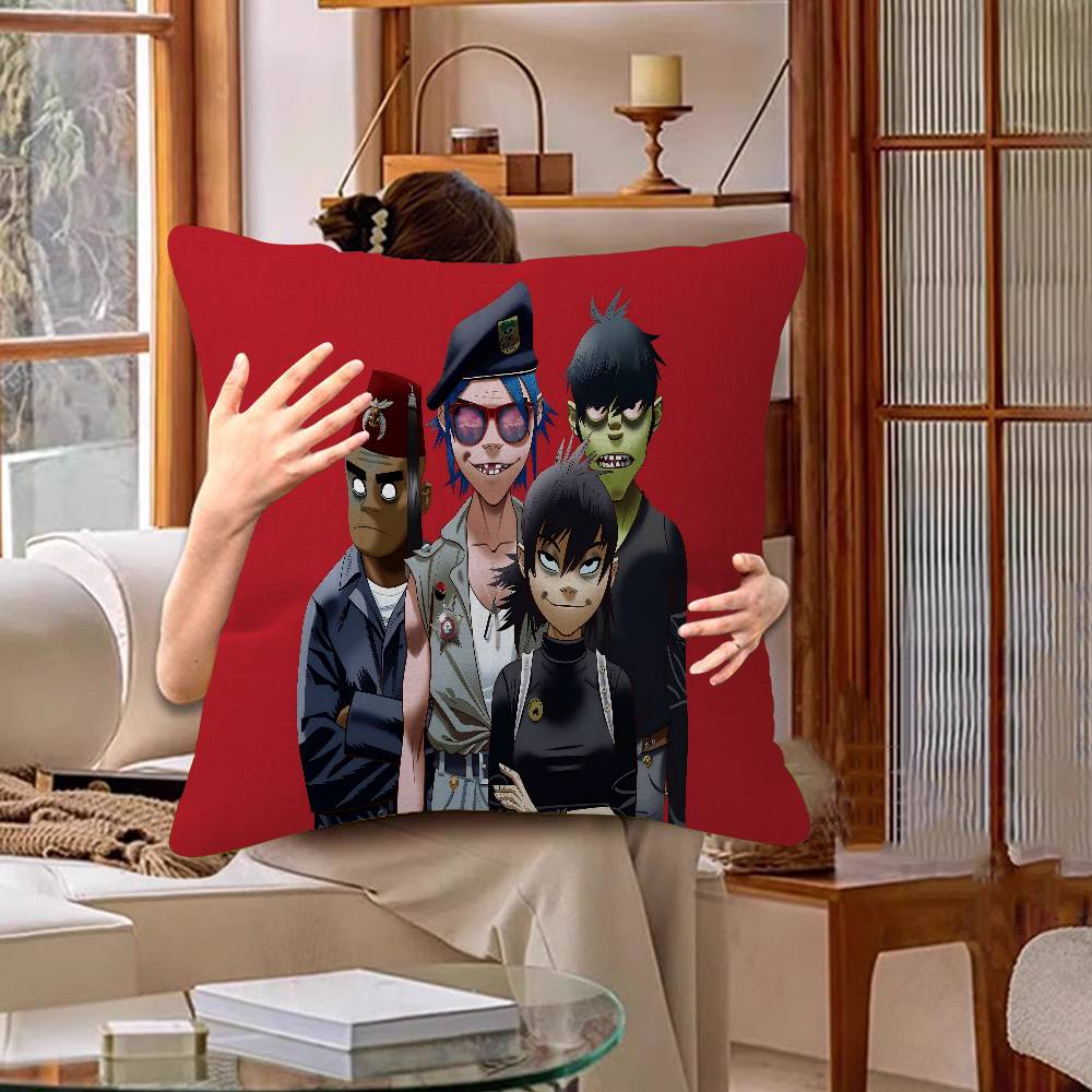

Retro Music Gorillaz Good Quality Anime Office Cushion Pillowcase Car Cushion Cover45X45CM Lumbar Pillowcase Sofa Pillowcover 30cmx30cm
