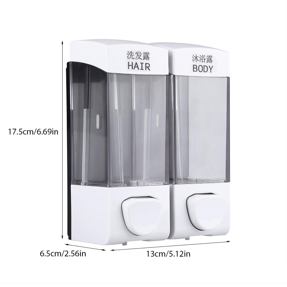 2x350ml Bathroom Wall Mounted Soap Shampoo Box Sanitizer Dispenser Lotion Liquid Pump
