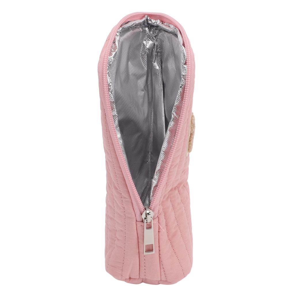Insulated Baby Bottle Bag with Aluminum Foil Layer Portable Milk Bottle Organizer Hanging Stroller Pouch Pink