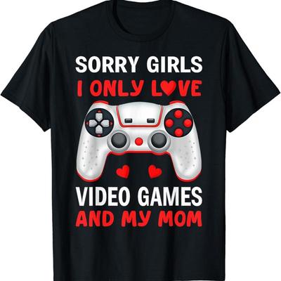 Valentines Day Boys Kids Son Video Games Funny Gamer Hearts T Shirt