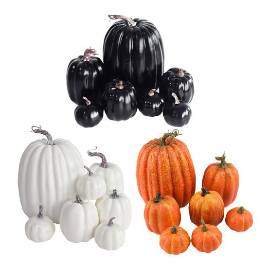 7Pcs Artificial Pumpkin Fall Decoration Thanksgiving Halloween Harvest Festival Foam Faux Pumpkin Ornament Assorted Size Fake Vegetable Party Decor