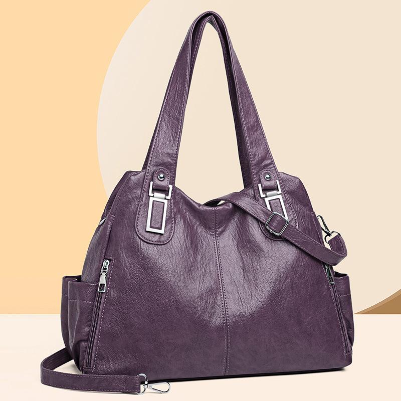 Retro Wachsölleder Tasche große Kapazität Schulter Umhängetasche Spleiß Pendler Tasche Damentasche