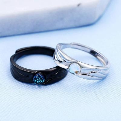 2pcs Demons and Angels Matching Rings Couple Friendship Lover Open Adjustable Rings Minimalist Engagement Wedding Rings Lovers