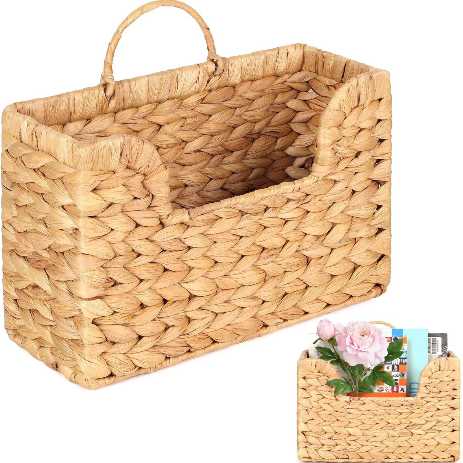 

Rustic Woven Wall Magazine Holder Hanging Organizer Wall Decor for Mail Newspapers & Magazines Books & Files