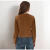New Women's Vintage Suede Single-breasted Short Blazer, Fashion Elegant Casual Outerwear for Women, European & American Style