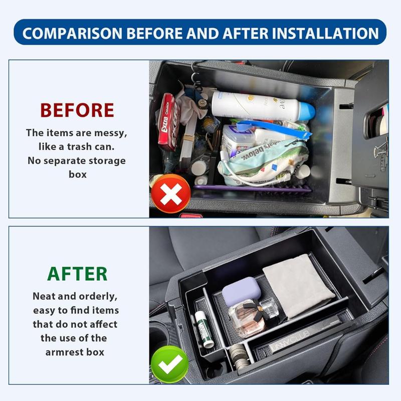 For Toyota 4Runner 2010-2024 Center Console Armrest Organizer Tray Durable ABS Black Storage Box With Divider Car Accessories