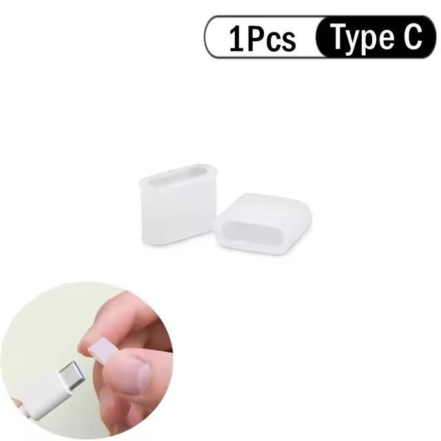 

Прозрачная пылезащитная заглушка для порта зарядки Type-C с веревкой, пылезащитный защитный колпачок, препятствующий потере кабеля передачи данных USB Type-C, прозрачная крышка