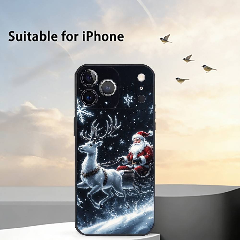 

Christmas Santa Claus Phone Case For iPhone 17,16,15,14,13,12,11 Plus,Pro Max,XS,Soft Silicone Black Cover iPhone16e