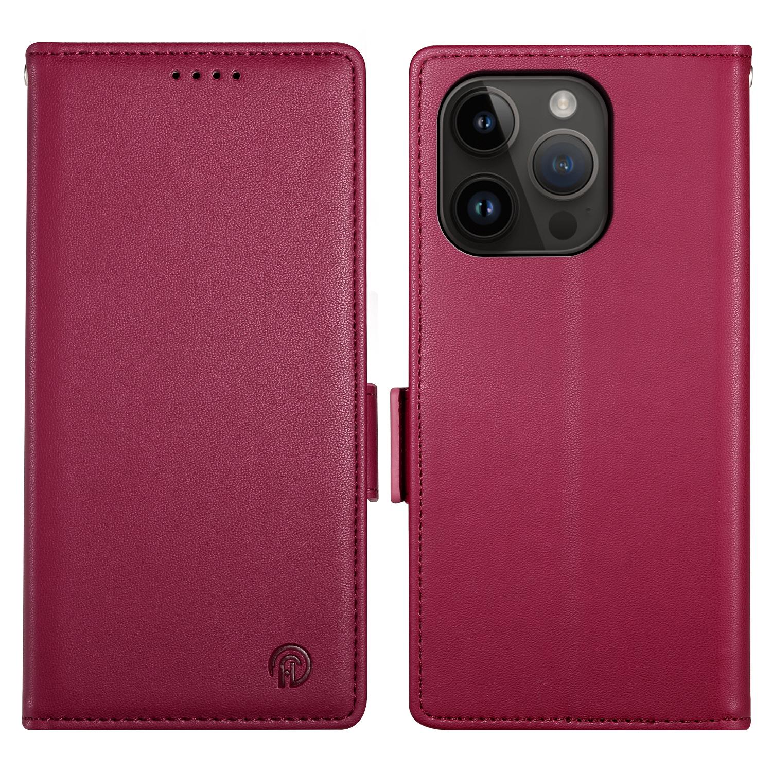 

DF-010 Чехол для iPhone 15 Pro Боковые магнитные застежки Кожаный кошелек-подставка Чехол для телефона C